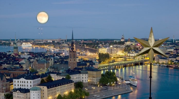 Sweden Summer night at Riddarholmen