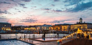 Allas Sea Pool at sunset