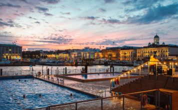 Helsinki – the place to go in 2018 for a green urban experience Allas Sea Pool at sunset