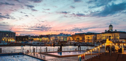 Allas Sea Pool at sunset