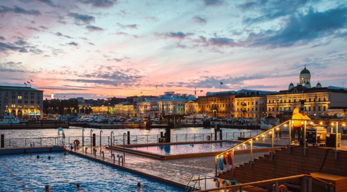 Allas Sea Pool at sunset