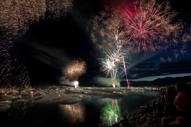 Experience a Fireworks Show over the Jökulsárlón Glacier Lagoon!