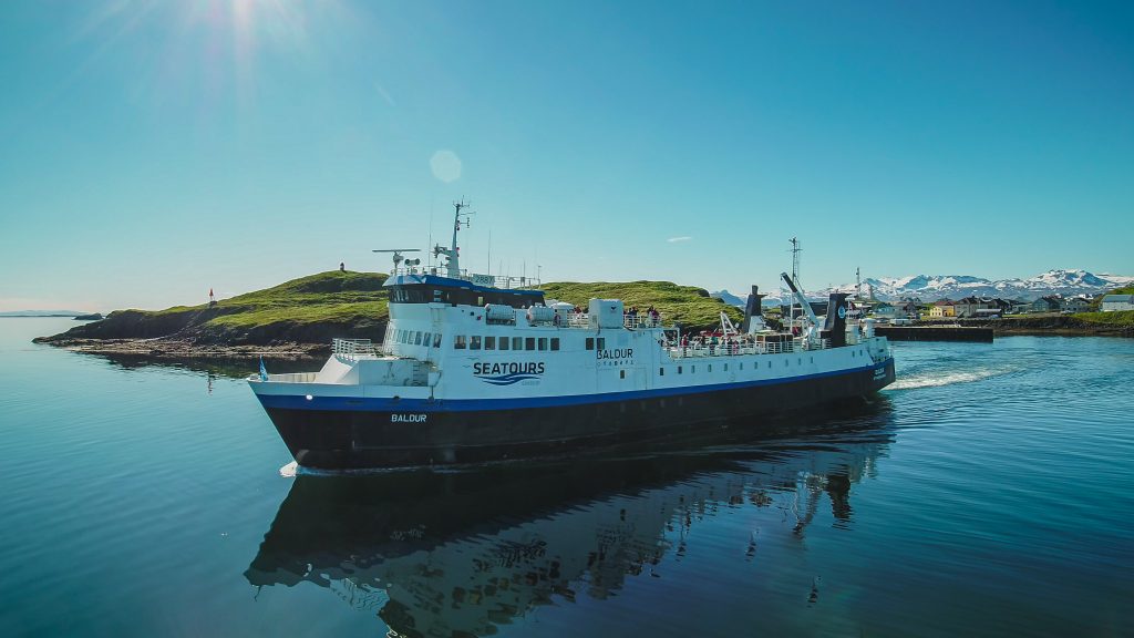 Ferry Baldur crosses Breidafjördur Bay daily from Stykkisholmur on the Snæfellsnes peninsula to Brjanslaekur in the north.
