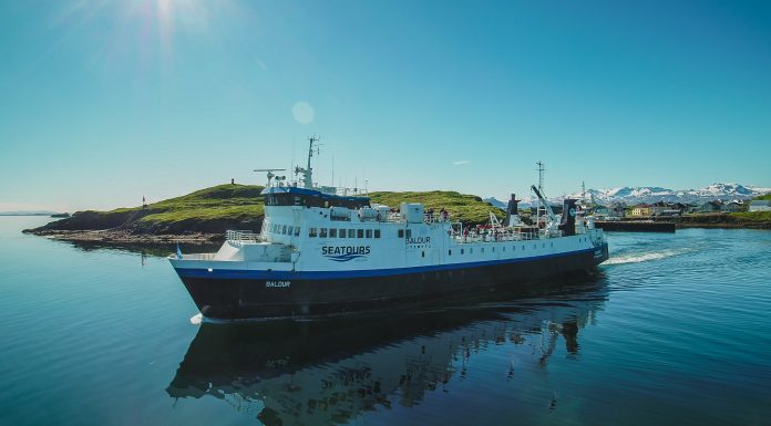 Ferry Baldur crosses Breidafjördur Bay daily from Stykkisholmur on the Snæfellsnes peninsula to Brjanslaekur in the north.