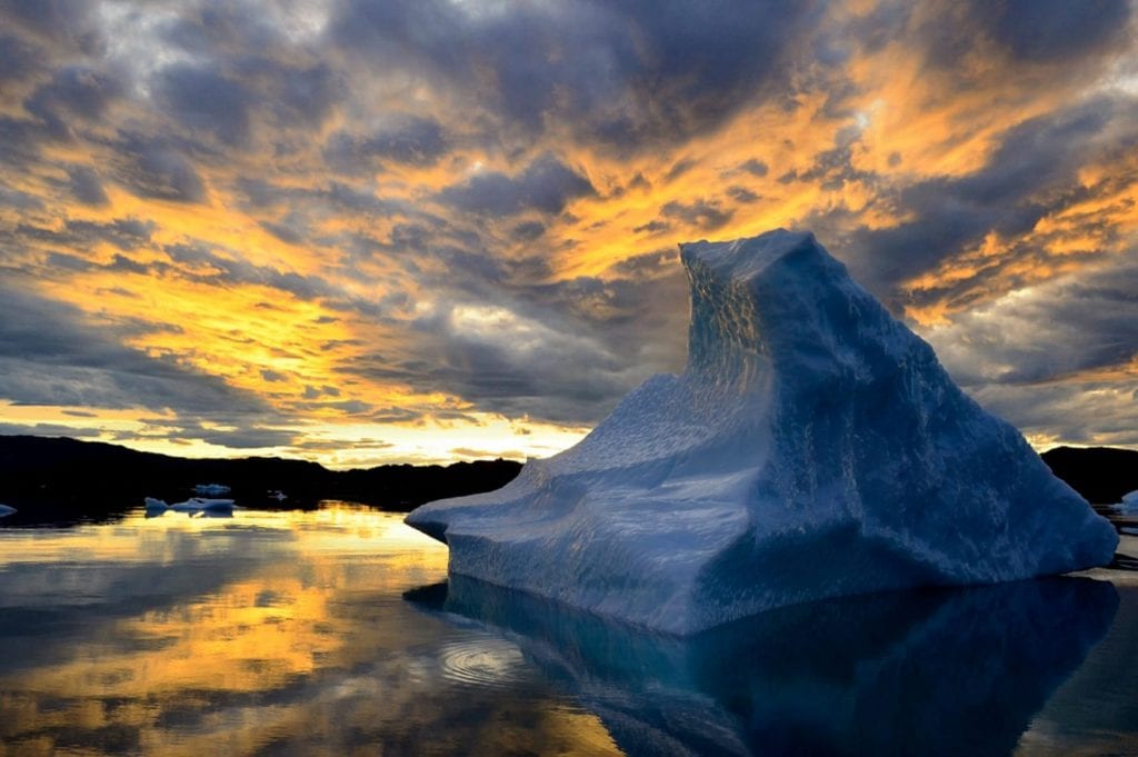 Iceberg in sunset, by Ole J. Petersen
